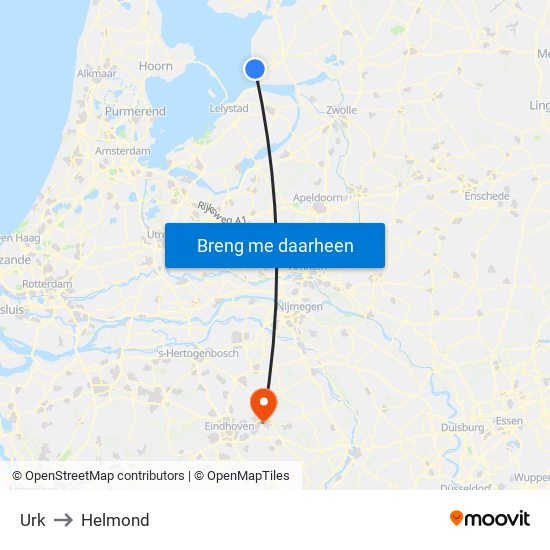 Urk to Helmond map