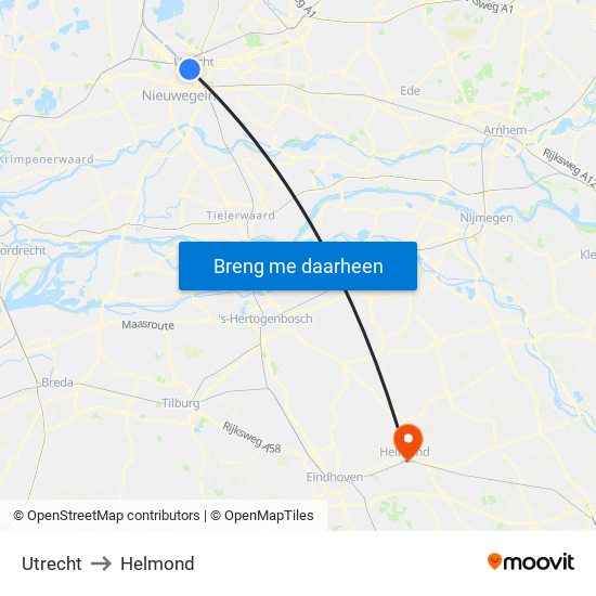 Utrecht to Helmond map