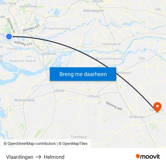 Vlaardingen to Helmond map