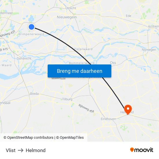 Vlist to Helmond map