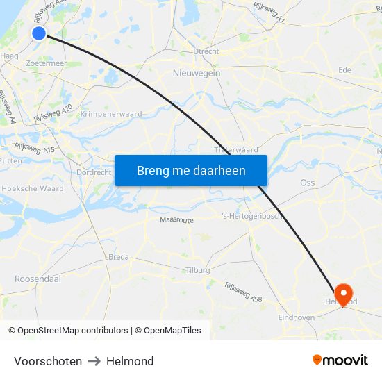Voorschoten to Helmond map