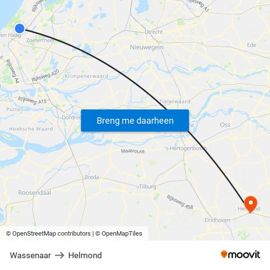 Wassenaar to Helmond map