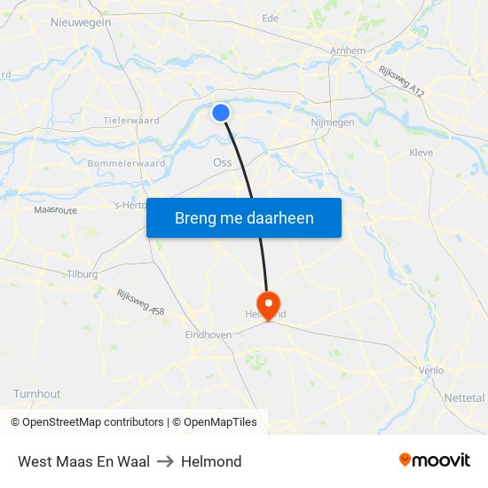West Maas En Waal to Helmond map