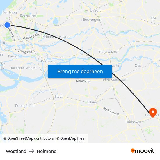 Westland to Helmond map