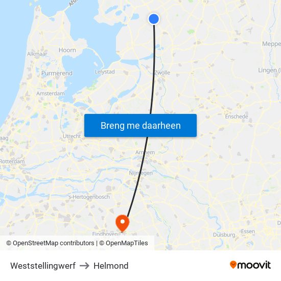 Weststellingwerf to Helmond map