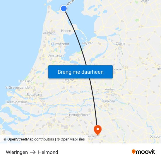 Wieringen to Helmond map