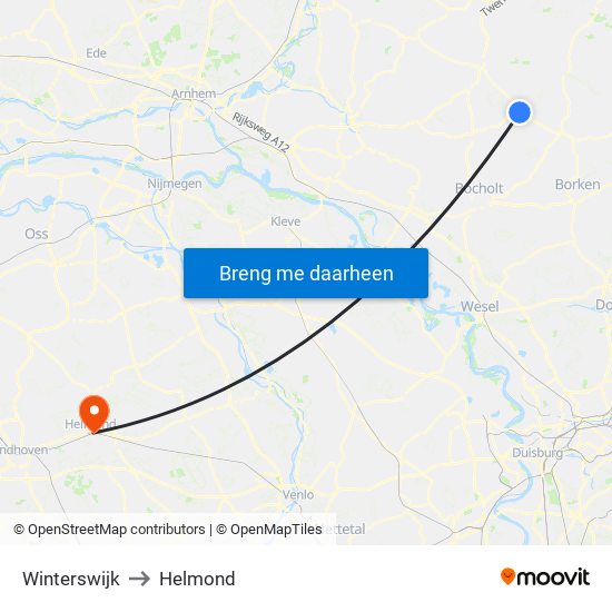 Winterswijk to Helmond map