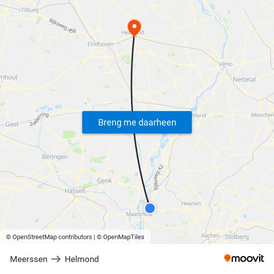 Meerssen to Helmond map