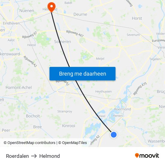 Roerdalen to Helmond map