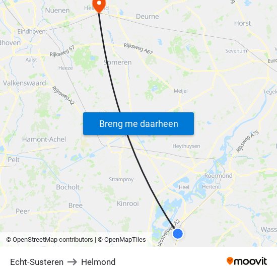 Echt-Susteren to Helmond map