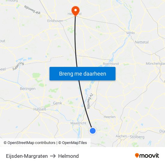 Eijsden-Margraten to Helmond map