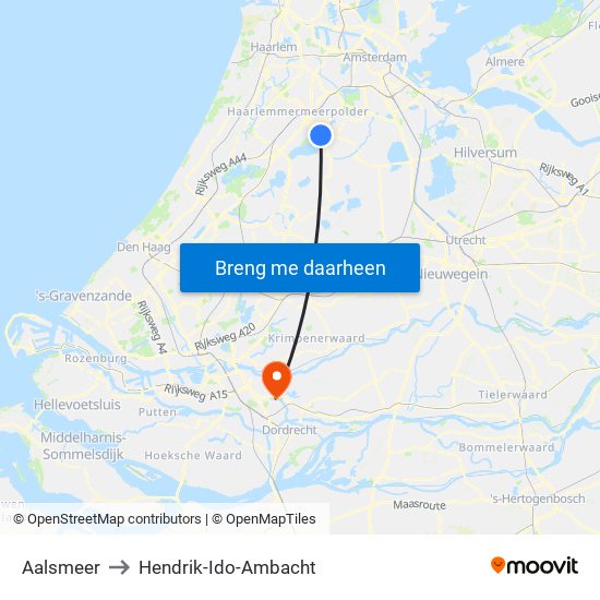 Aalsmeer to Hendrik-Ido-Ambacht map