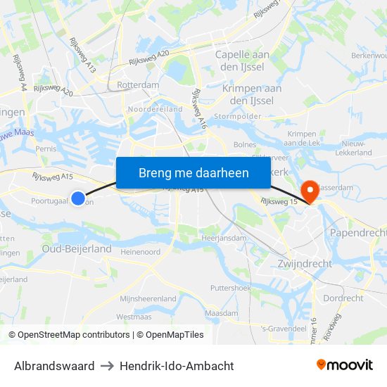Albrandswaard to Hendrik-Ido-Ambacht map