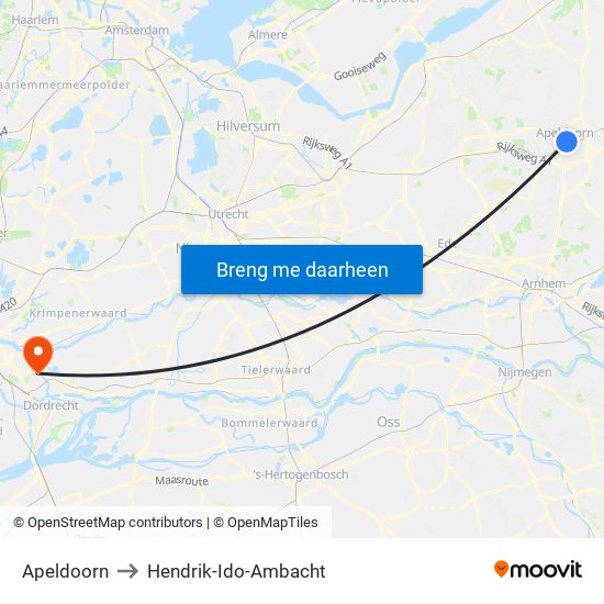 Apeldoorn to Hendrik-Ido-Ambacht map