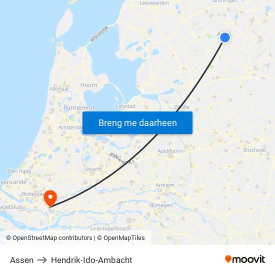 Assen to Hendrik-Ido-Ambacht map