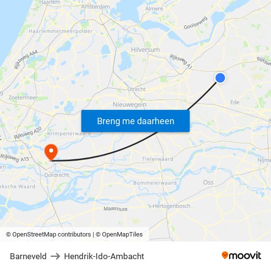 Barneveld to Hendrik-Ido-Ambacht map