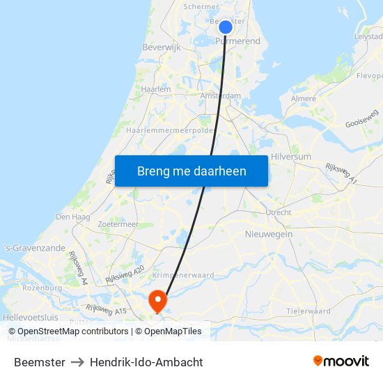 Beemster to Hendrik-Ido-Ambacht map