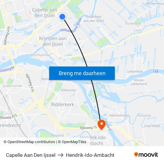 Capelle Aan Den Ijssel to Hendrik-Ido-Ambacht map