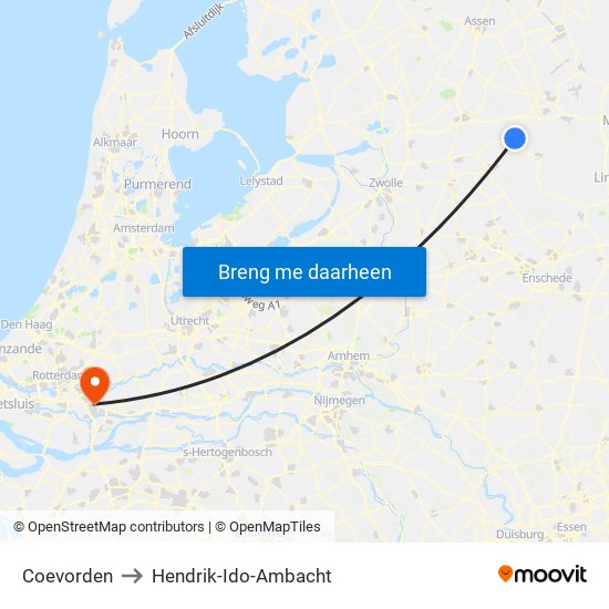 Coevorden to Hendrik-Ido-Ambacht map