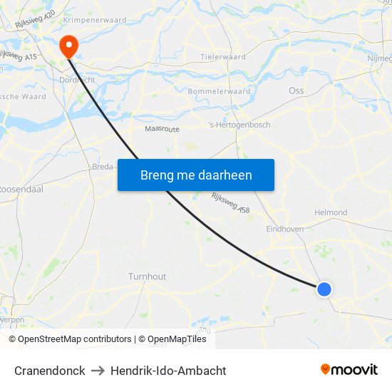 Cranendonck to Hendrik-Ido-Ambacht map