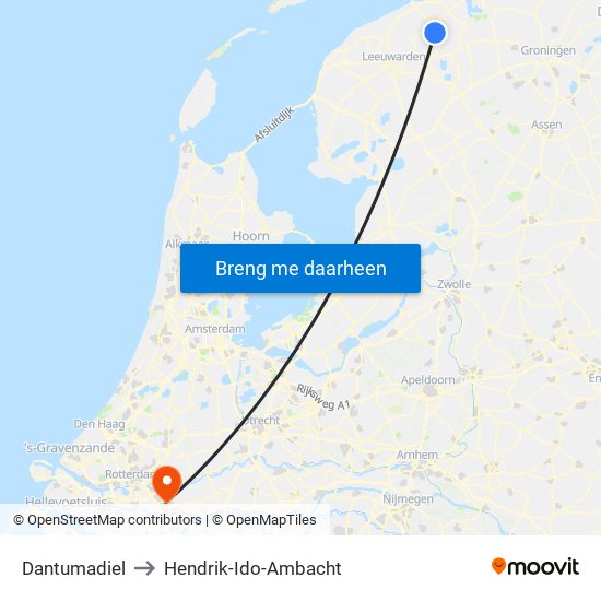 Dantumadiel to Hendrik-Ido-Ambacht map