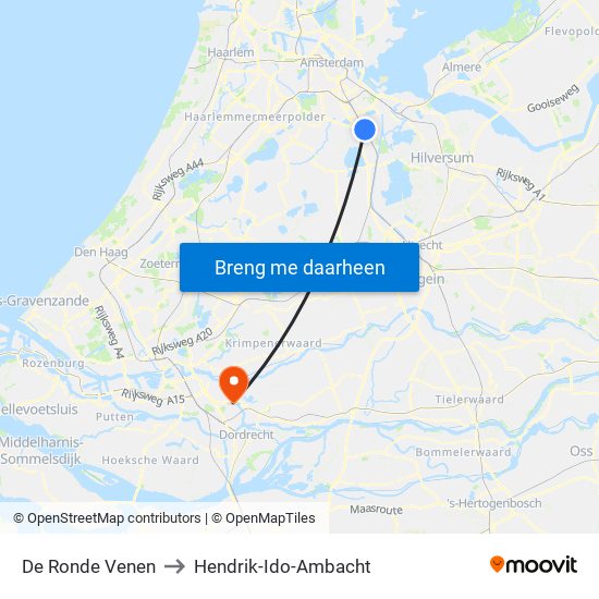 De Ronde Venen to Hendrik-Ido-Ambacht map