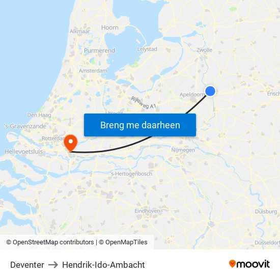 Deventer to Hendrik-Ido-Ambacht map