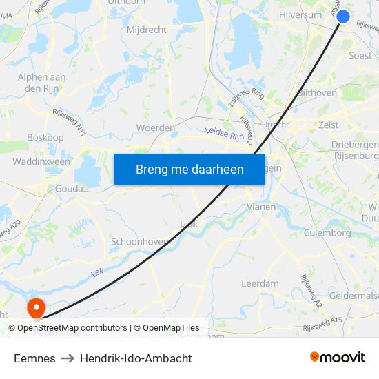 Eemnes to Hendrik-Ido-Ambacht map