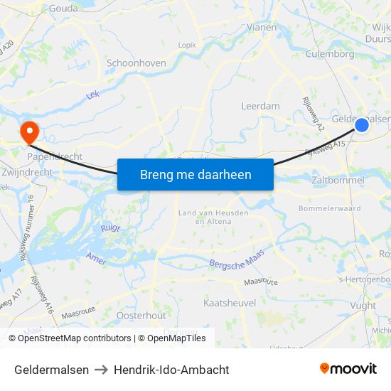 Geldermalsen to Hendrik-Ido-Ambacht map