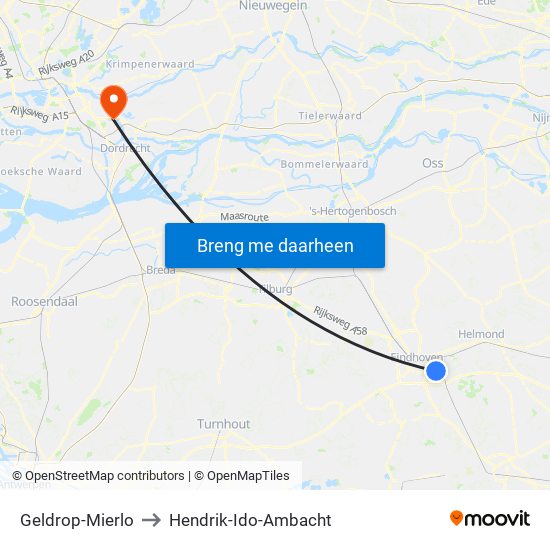 Geldrop-Mierlo to Hendrik-Ido-Ambacht map