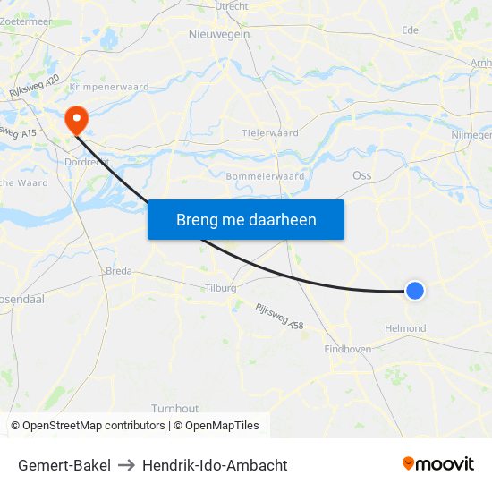 Gemert-Bakel to Hendrik-Ido-Ambacht map