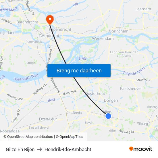 Gilze En Rijen to Hendrik-Ido-Ambacht map