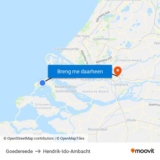 Goedereede to Hendrik-Ido-Ambacht map