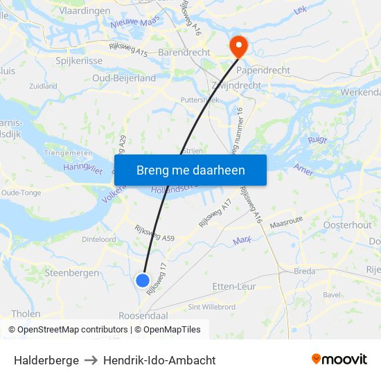 Halderberge to Hendrik-Ido-Ambacht map
