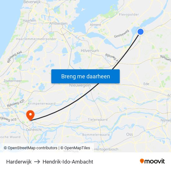 Harderwijk to Hendrik-Ido-Ambacht map