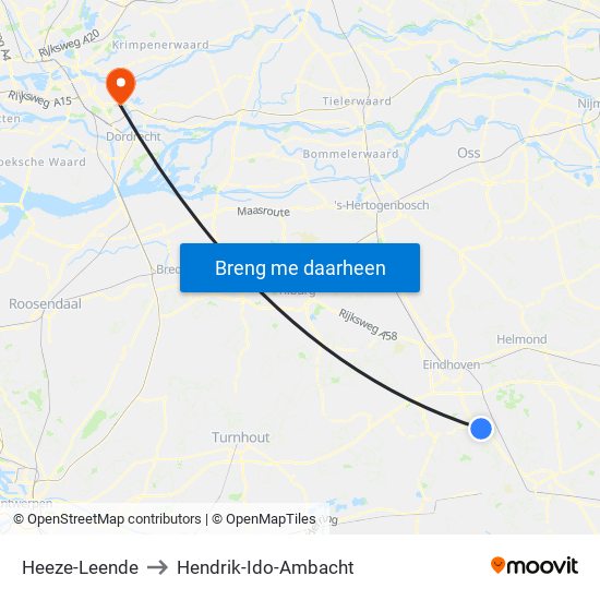 Heeze-Leende to Hendrik-Ido-Ambacht map
