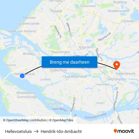 Hellevoetsluis to Hendrik-Ido-Ambacht map