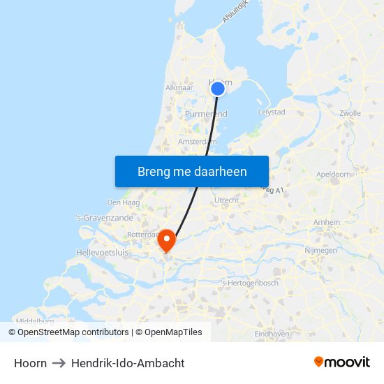 Hoorn to Hendrik-Ido-Ambacht map