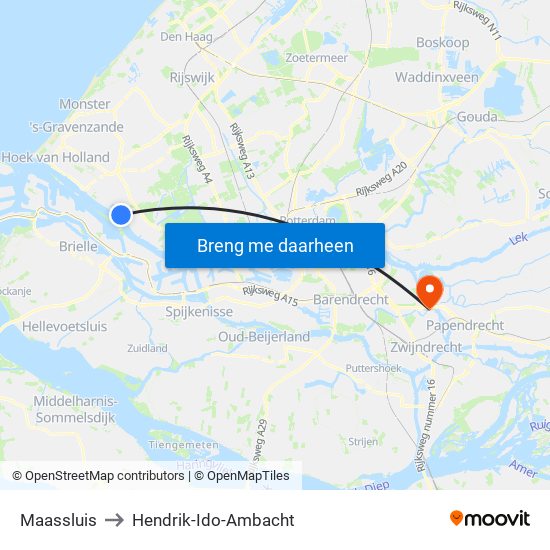 Maassluis to Hendrik-Ido-Ambacht map
