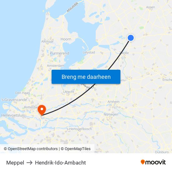 Meppel to Hendrik-Ido-Ambacht map