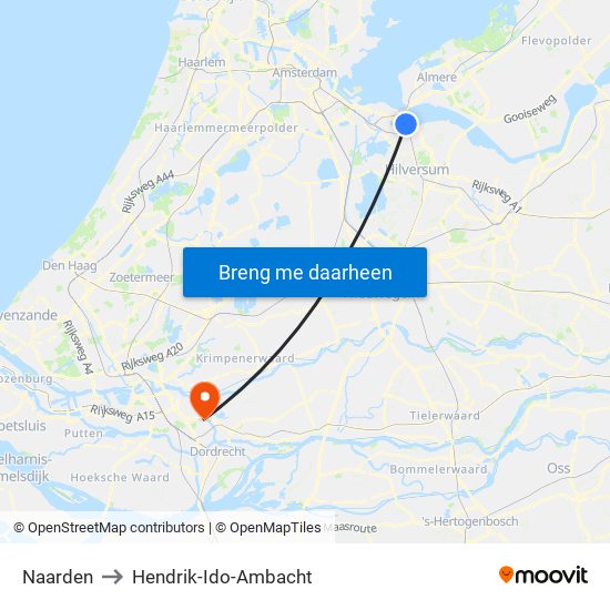 Naarden to Hendrik-Ido-Ambacht map
