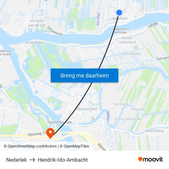 Nederlek to Hendrik-Ido-Ambacht map