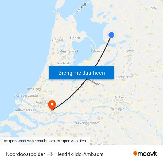 Noordoostpolder to Hendrik-Ido-Ambacht map