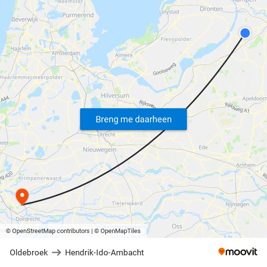 Oldebroek to Hendrik-Ido-Ambacht map