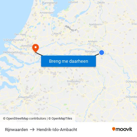 Rijnwaarden to Hendrik-Ido-Ambacht map