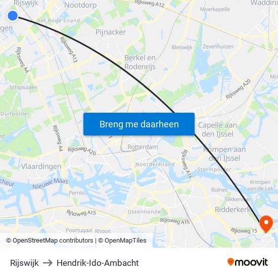 Rijswijk to Hendrik-Ido-Ambacht map