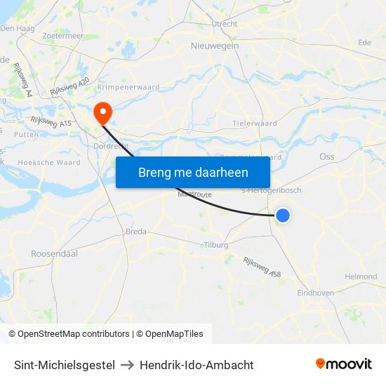 Sint-Michielsgestel to Hendrik-Ido-Ambacht map