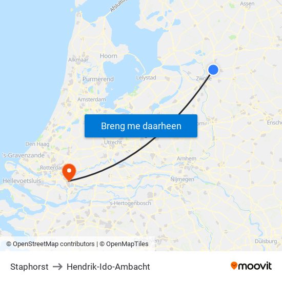 Staphorst to Hendrik-Ido-Ambacht map