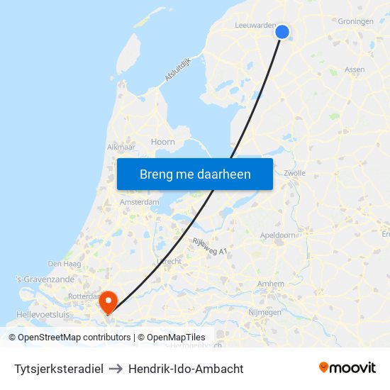 Tytsjerksteradiel to Hendrik-Ido-Ambacht map