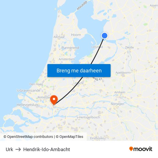 Urk to Hendrik-Ido-Ambacht map